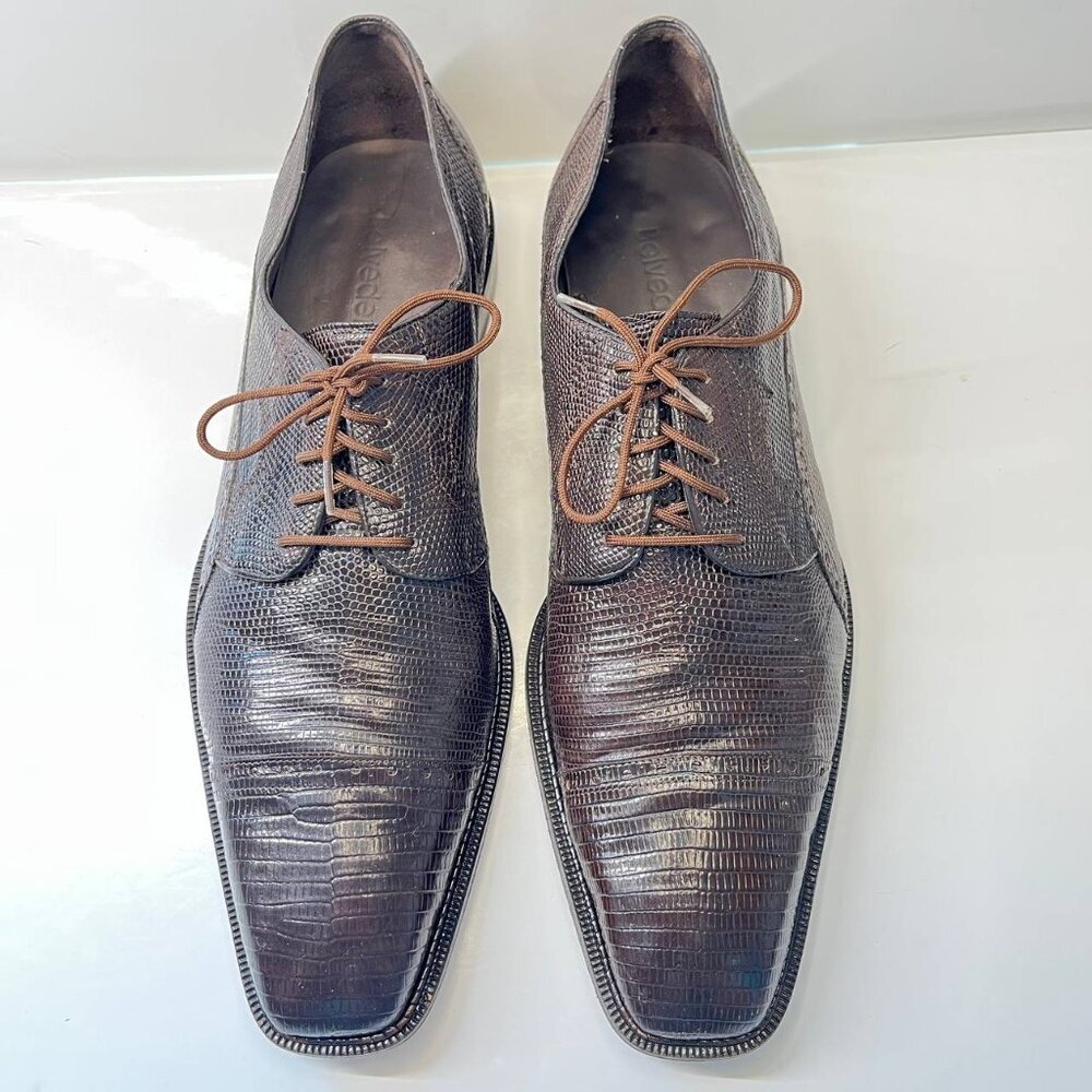 Belvedere Men’s Genuine Lizard Leather Dress Shoes – Brown Size: US 11